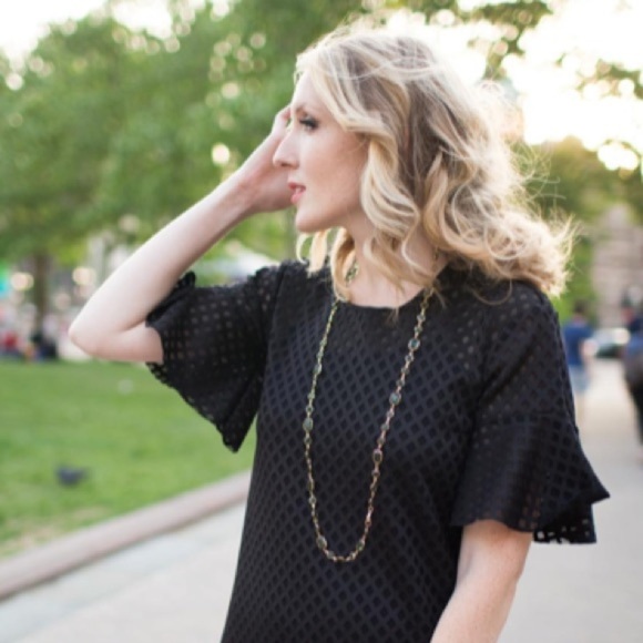 BANANA REPUBLIC Perforated Flutter Sleeve Top - Picture 2 of 13